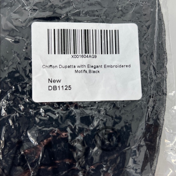 Black chiffon embellished motifs Dupatta NEW - Picture 2 of 4